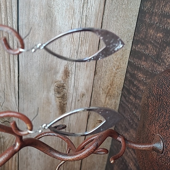 SILVER TEAR DROP DANGLE EARRINGS - Picture 3 of 6